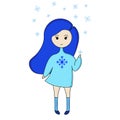 Fun cartoon Blue girl