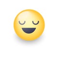 Fun cartoon emoji smiley icon face. Happy smiling emoticon with closed eyes. Royalty Free Stock Photo