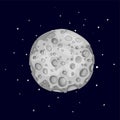 Fun cartoon gray sponge moon icon. Silver magic full moon with decoration elements on black background. Magical gray Royalty Free Stock Photo