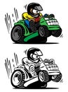 Cartoon racing lawnmower vector illustration