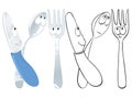 Fun cartoon spoon, knife and fork Royalty Free Stock Photo