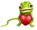 Fun Chameleon cartoon character wth heart Royalty Free Stock Photo
