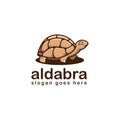 Fun cheerful Aldabra turtle cartoon mascot logo icon vector illustration