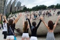 Fun at the cloud gate Royalty Free Stock Photo