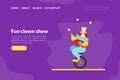 Fun Clown Show Landing Page Template, Circus Performance with Funny Juggling Comedian Web Page, Mobile App, Homepage