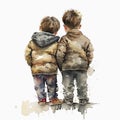 Best Friends Watercolor Besties: Two boys Sharing a Special Friendship AI Generated Royalty Free Stock Photo