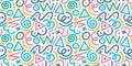Fun colorful line doodle seamless pattern.