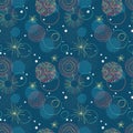Fun and colorful New Years firework seamless pattern - hand drawn abstract doodles circles - great for New Years prints,