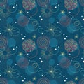 Fun and colorful New Years firework seamless pattern - hand drawn abstract doodles circles - great for New Years prints,