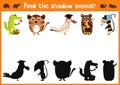 Fun and colorful puzzle game for children's development find where a deer, striped Chipmunk and fish. Training mazes for preschool Royalty Free Stock Photo