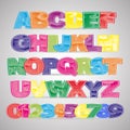 Fun colorful scratched vector font