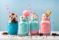 Fun colorful summer milkshakes