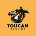 Fun colorful toucan logo mascot cartoon vector illustration Royalty Free Stock Photo