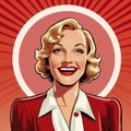 Fun Comic Style: Betty From The 1930s Smiling With Parallelogram