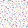 A fun confetti-like heart pattern, where tiny hearts are scattered in different colors on a white Royalty Free Stock Photo