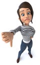 Fun 3D cartoon casual character woman