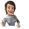 Fun 3D cartoon casual character woman