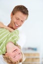 Fun with dad. Handsome young father playing with his young son. Royalty Free Stock Photo