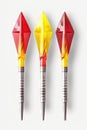 Fun Dart Game with Three Small Darts in Red and Yellow Isolated PNG File. Perfect for Invitations and Posters. Royalty Free Stock Photo