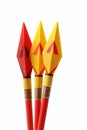 Fun Dart Game with Three Small Darts in Red and Yellow Isolated PNG File. Perfect for Invitations and Posters. Royalty Free Stock Photo