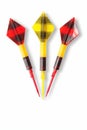 Fun Dart Game with Three Small Darts in Red and Yellow Isolated PNG File. Perfect for Invitations and Posters. Royalty Free Stock Photo