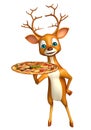 Fun Deer cartoon character with pizza