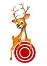 Fun Deer cartoon character with target sign Royalty Free Stock Photo