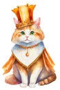 Fun design element ginger tabby kitten in a gold crown