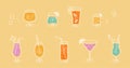 Fun doodle cocktails, cute comic style, great for menus, banners, wallpapers, cards - vector design