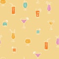 Fun doodle cocktails seamless pattern, cute comic style, great for textiles, banners, wallpapers, wrapping - vector design