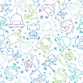 Fun doodle robots seamless pattern background