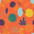 Fun doodle seamless pattern background with abstract shapes and colors Royalty Free Stock Photo