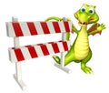 Fun Dragon cartoon character with baracade Royalty Free Stock Photo