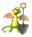 Fun Dragon cartoon character with digging shovel