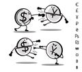 Fun drawn currencies are fighting each other. Fight Dollar and Yuan