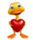 Fun Duck cartoon character with heart