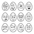 Fun Easter Eggs set with emoticon character faces Royalty Free Stock Photo