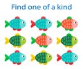 Fun education game for kids. Need to find one of a kind fish