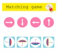Fun educational game. Match umbrellas with arrows. Activity for kids and toddlers Royalty Free Stock Photo