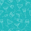 Fun elegant cocktail glasses seamless pattern, colorful party background, great for celebration banners, wallpapers, textiles,