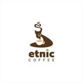 Fun ethnic woman and coffee cup vector