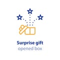 Fun experience, celebration event, receive gift box, open present