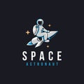 Fun explorer space astronaut mascot logo icon vector template