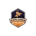 Fun explorer space astronaut mascot logo icon vector template