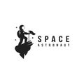 Fun explorer space astronaut mascot logo icon vector template