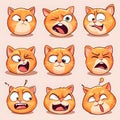Fun and expressive cartoon cat emotions Royalty Free Stock Photo