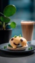 Fun Face Egg Benedict with Coffee on a Breakfast Table Royalty Free Stock Photo