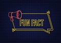 Fun fact neon icon on dark background. Vector stock illustration.