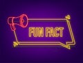 Fun fact neon icon on dark background. Vector stock illustration