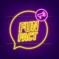 Fun fact neon icon. Vector stock illustration